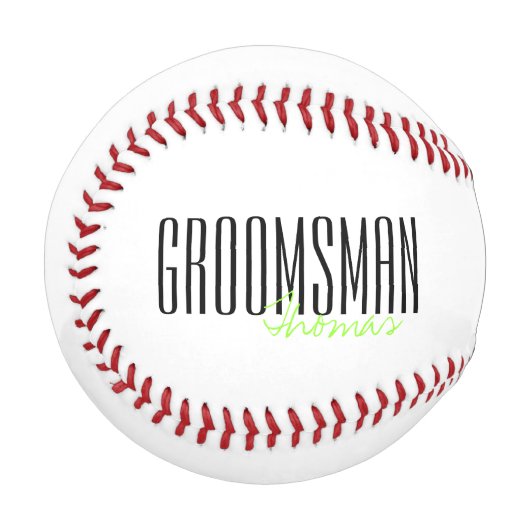 文字はっきりした"Groomsman"カスタムウェディングパーティー 野球ボール (正面左)
