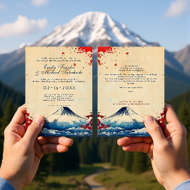 文字をバックにジャポネスク調和で富士と 招待状