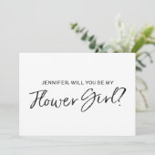 "文字を入れられたシックな手です私のフラワー・ガール" 招待状 (スタンド正面)