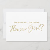 "文字を入れられた金ゴールド手です私のフラワー・ガール" 招待状 (正面)