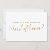 "文字を入れられた金ゴールド手です私のメイド・オブ・オーナー（花嫁付き添い人） " 招待状 (正面)