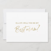 "文字を入れられた金ゴールド手です私の花婿介添人" 招待状 (正面)