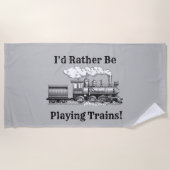 文字を変える私は電車遊の鉄道になりたい ビーチタオル (正面)