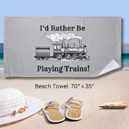 文字を変える私は電車遊の鉄道になりたい ビーチタオル
