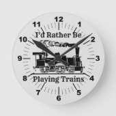 文字を変える私は電車遊の鉄道になりたい ラウンド壁時計 (正面)