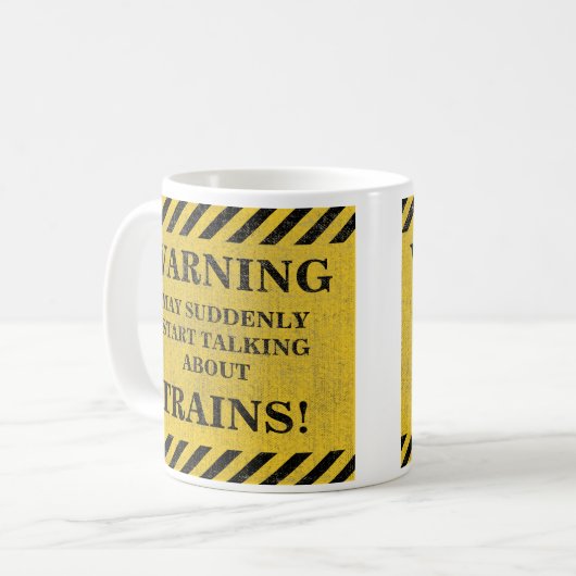 文字を変え警告て、突然の電車の話し始める コーヒーマグカップ (正面左)