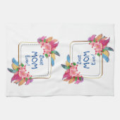 文字を変更： Boho Flower Fwerses 最高の Mom キッチンタオル (横)