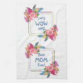 文字を変更： Boho Flower Fwerses 最高の Mom キッチンタオル (縦)