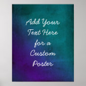 文字を追加カスタムする紫とティール(緑がかった色)グランジ ポスター (正面)