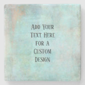 文字アクアカスタムとティール（緑がかった色）の追加グランジ ストーンコースター (正面)