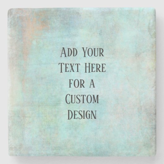 文字アクアカスタムとティール（緑がかった色）の追加グランジ ストーンコースター (正面)