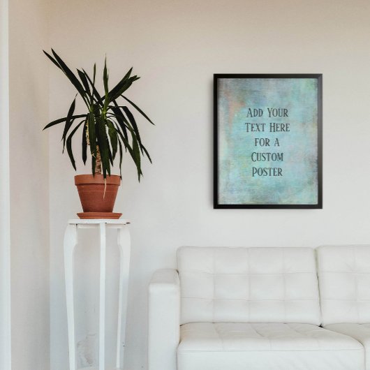 文字アクアカスタムとティール（緑がかった色）の追加グランジ ポスター