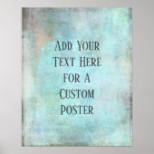 文字アクアカスタムとティール（緑がかった色）の追加グランジ ポスター (正面)