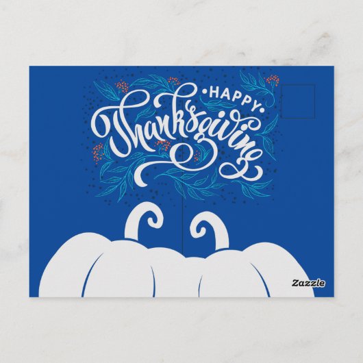 文字エレガントハッピーサンクスギビングかわいいカボチャ ポストカード (裏面)