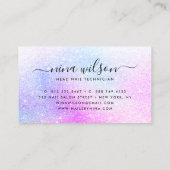 文字エレガント署名ホログラフィックピンクグリッター 名刺 (裏面)