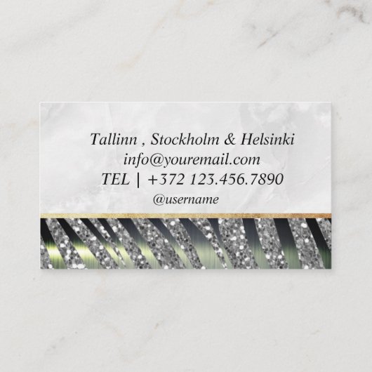 文字エレガント署名ホログラフィックピンクグリッター 名刺 (裏面)