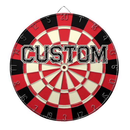 文字オンカスタムレトロレッド、ブラック、クリームベージュカラー ダーツボード (正面)