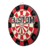 文字オンカスタムレトロレッド、ブラック、クリームベージュカラー ダーツボード (正面右)