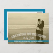 文字オーバーレイ日付カードの保存 – ターコイズ ポストカード (正面/裏面)