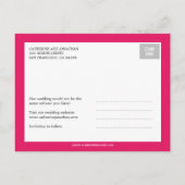 文字オーバーレイ日付カードの保存 – 明るい赤紫色 案内ポストカード (裏面)