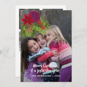 文字オーバーレイ水彩フローラクリスマスフォト シーズンカード (正面/裏面)