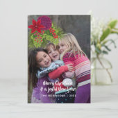 文字オーバーレイ水彩フローラクリスマスフォト シーズンカード (スタンド正面)