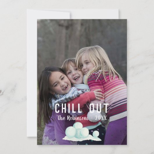 文字オーバーレイ雪クリスマスファミリー写真 シーズンカード (正面)