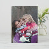 文字オーバーレイ雪クリスマスファミリー写真 シーズンカード (スタンド正面)