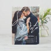 文字オーバーレイ2写真ウェディング日付を保存招待状 セーブザデート (スタンド正面)