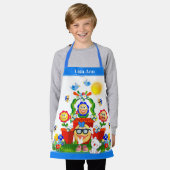 文字カスタムかわいいカラフル絵文字フラワーズデザイン エプロン (着用した状態)