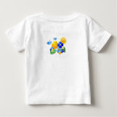 文字カスタムかわいいカラフル絵文字フラワーズデザイン ベビーTシャツ (裏面)