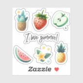 文字カスタムかわいいトロピカルフルーツ花植物 シール (シート)