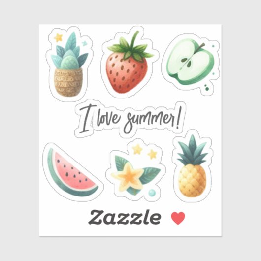 文字カスタムかわいいトロピカルフルーツ花植物 シール (シート)