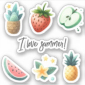 文字カスタムかわいいトロピカルフルーツ花植物 シール (正面)