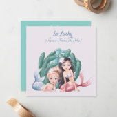 文字カスタムかわいい人魚とシーライフBFF ノートカード (正面/裏面インサイチュ)