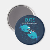 文字カスタムかわいい危険ピラニア魚 マグネット (正面/裏面)