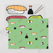 文字カスタムすしテーマイラストレーションパターンバック ポストカード (正面/裏面)