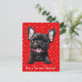 文字カスタムとカラー、🐶フレンチー子犬誕生日 ポストカード (スタンド正面)