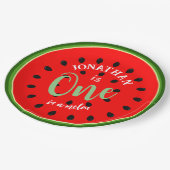 文字カスタムとメロン赤フルーツのイメージ ペーパープレート (アングル)