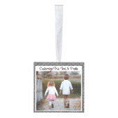 文字カスタムと写真/抽象芸術グレーダイヤモンドニュートラル キューブオーナメント (右)