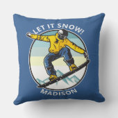 文字カスタムと名前SNOWBOARDER装飾用クッション クッション (裏面)