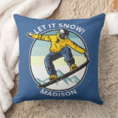 文字カスタムと名前SNOWBOARDER装飾用クッション クッション (ブランケット)