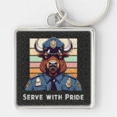 文字カスタムのバイソン警察のギフトパパ彼 キーホルダー (正面)