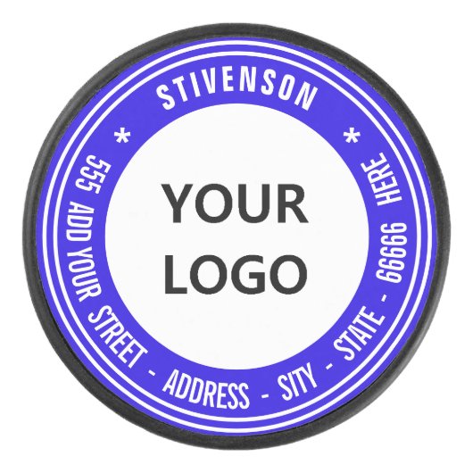 文字カスタムのロゴまたは写真と写真のホッケーパックテンプレート アイスホッケーパック (正面)