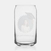 文字カスタムの写真と卒業キャップ ガラス缶 (裏面)