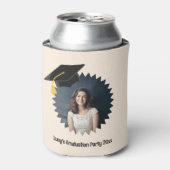 文字カスタムの写真と卒業キャップ 缶クーラー (缶正面)