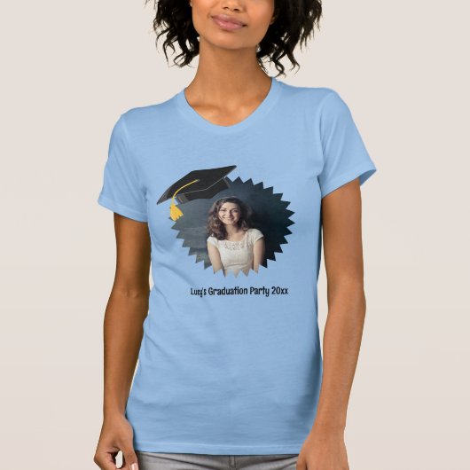 文字カスタムの写真と卒業キャップ Tシャツ (正面)