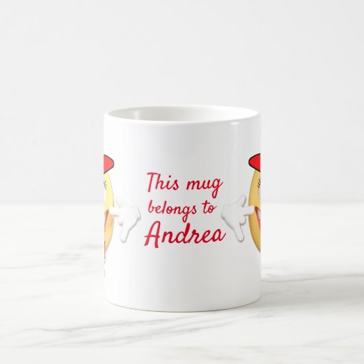 文字カスタムの絵文字を笑う紅帽子(弓あり) コーヒーマグカップ (中央)