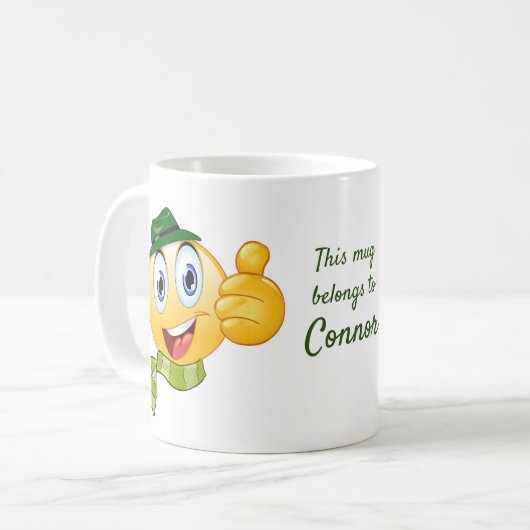 文字カスタムは絵文字に帽子とスカーフを付ける コーヒーマグカップ (正面左)