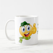 文字カスタムは絵文字に帽子とスカーフを付ける コーヒーマグカップ (左)